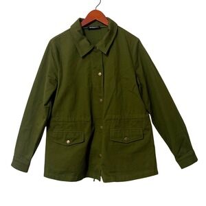 Allegra K Cotton Utility Field Jacket Size M Olive Green Gorpcore Military Style